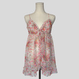 Floral ruffled split front babydoll