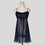 Brocade floral babydoll slip in navy