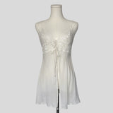 Sheer split front chemise in white