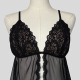 Scalloped mesh split front babydoll