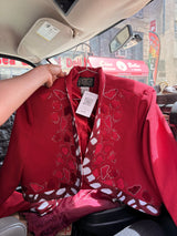 red cropped blazer