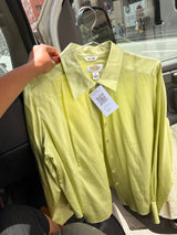 100% silk green button up