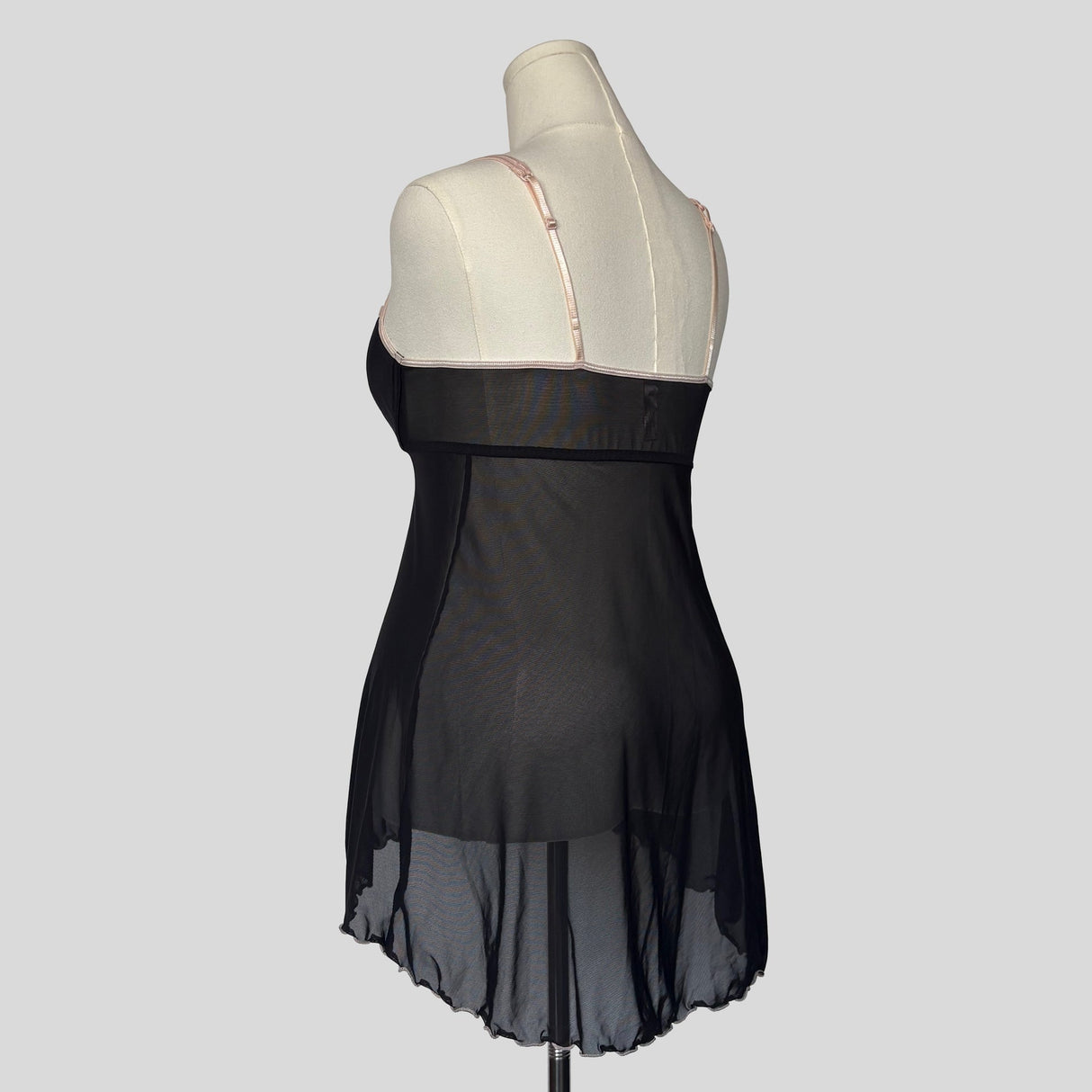 Sheer ruffle trim split front babydoll