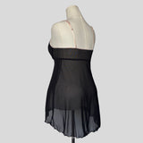 Sheer ruffle trim split front babydoll
