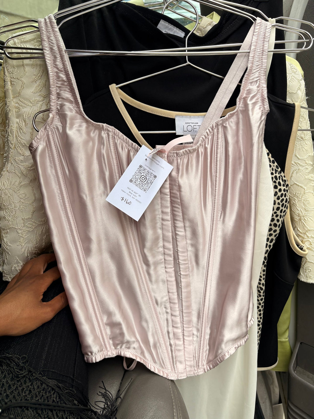 100% silk baby pink corset top