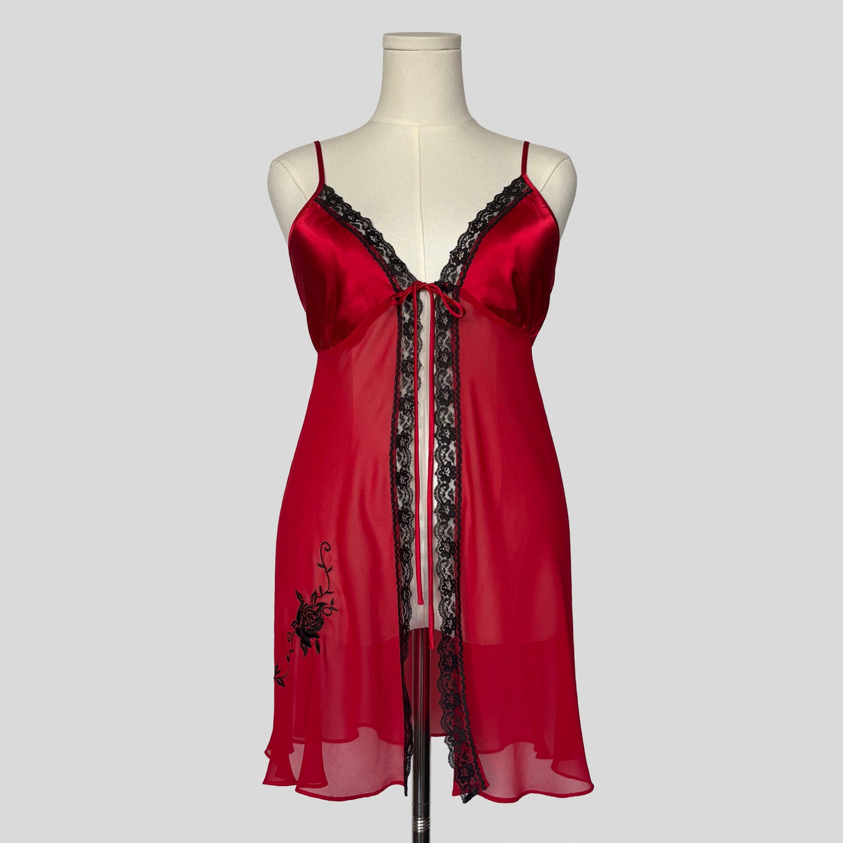 Embroidered split front chemise