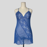 Sheer lace diagonal striped slip