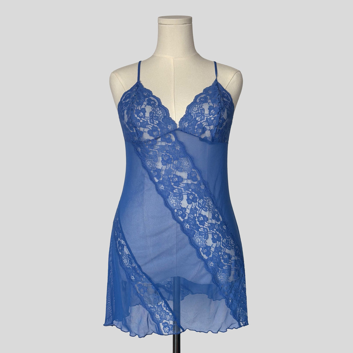 Sheer lace diagonal striped slip