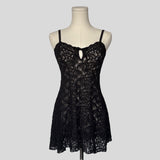 Lace mini dress in black