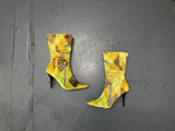 WILD ROSE Green Faux Ponyhair Argyle Heeled Ankle Boots US 6.5