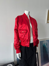 ESCADA SPORT Red Satin Bomber Jacket Sz IT 44
