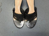 VIA SPIGA Black Leather Macrame Kitten Heels US 9.5