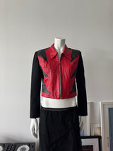 ISABEL USA Red Leather and Black Knit Jacket Sz L