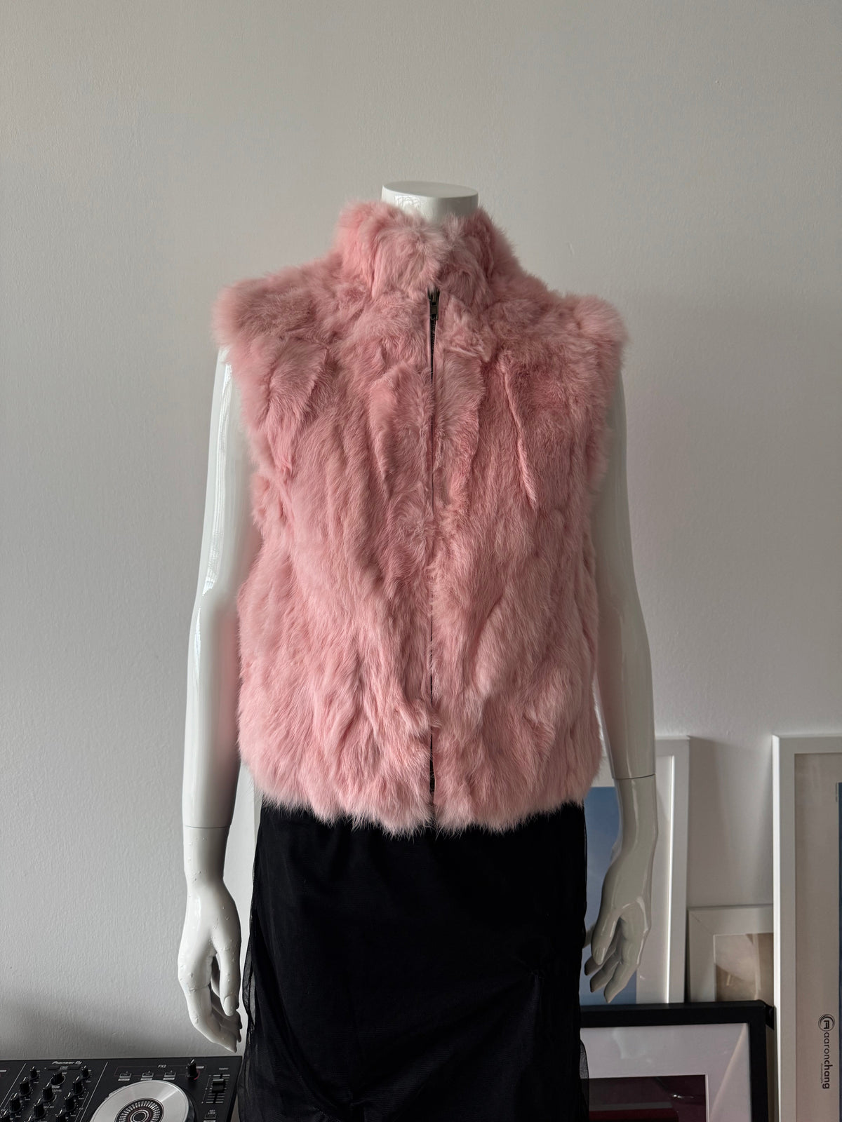 Pink Rabbit Fur Vest Sz M