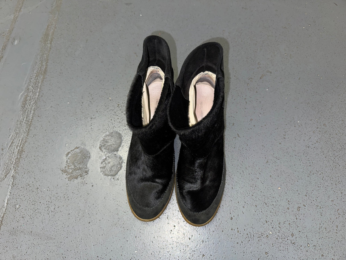 ISABEL MARANT Black Ponyhair and Suede Wedge Ankle Boots
