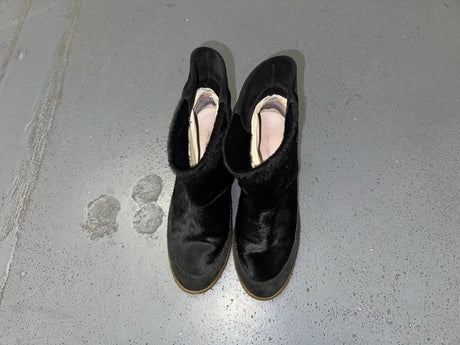 ISABEL MARANT Black Ponyhair and Suede Wedge Ankle Boots