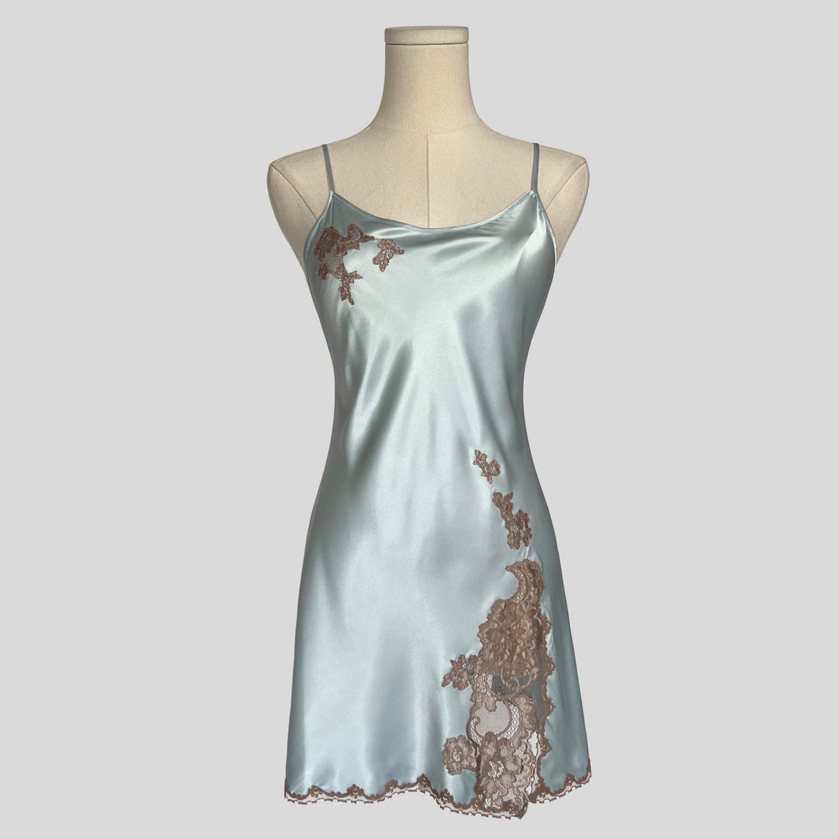 Fairy lace trim slip dress in light blue