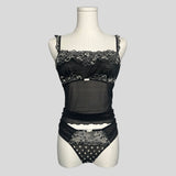Lace mesh cami and matching polka dot panties