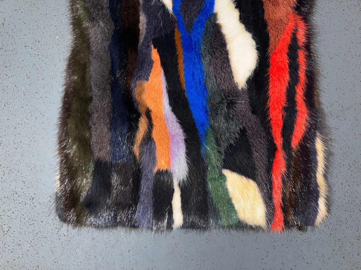 Multicolor Rabbit Fur Bag with Acrylic Handle