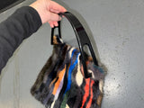 Multicolor Rabbit Fur Bag with Acrylic Handle
