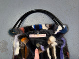 Multicolor Rabbit Fur Bag with Acrylic Handle