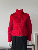 Red Reversible Rabbit Fur Jacket Sz S