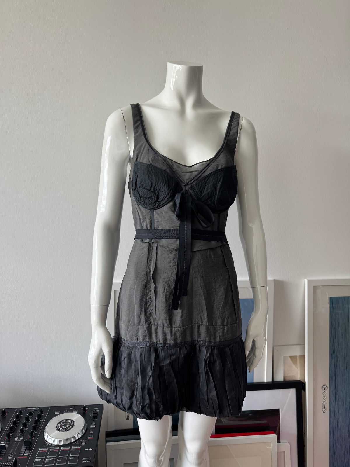 BCBG Grey Mini Dress with Bubble Hem Sz US 12