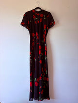 Asian inspired floral sheer maxi dress