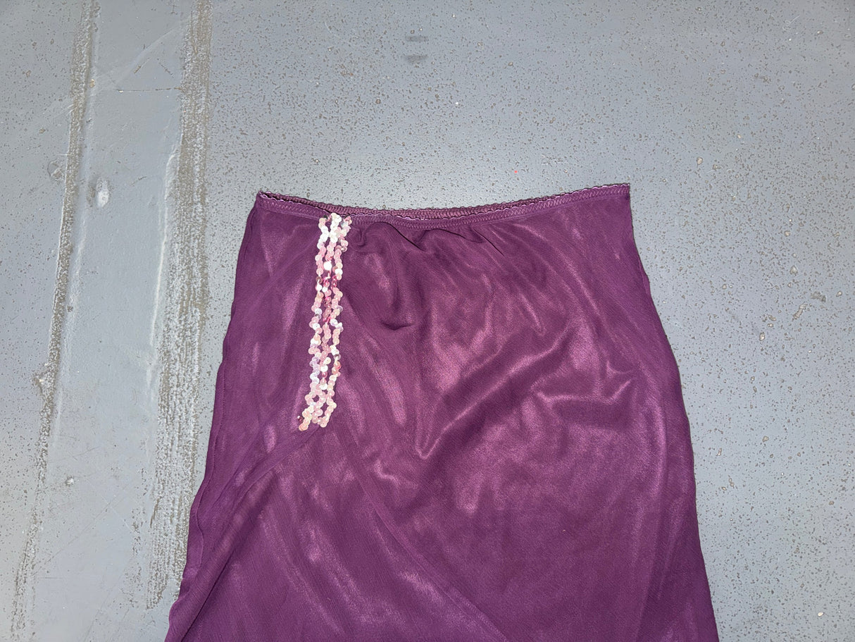 EUROMODA Purple Mesh and Sequin Midi Skirt