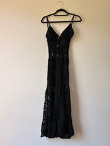 Black crotchet maxi button up dress