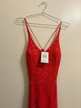 Orange silk beaded gown