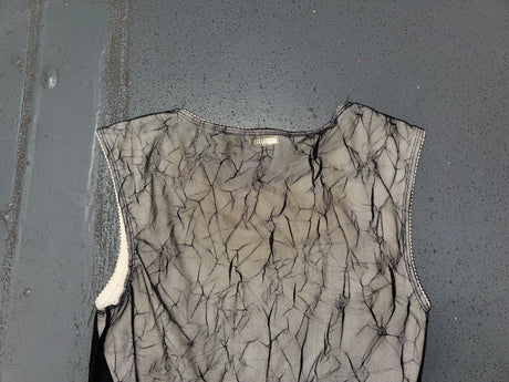 GUESS Black Mesh Crinkle Top