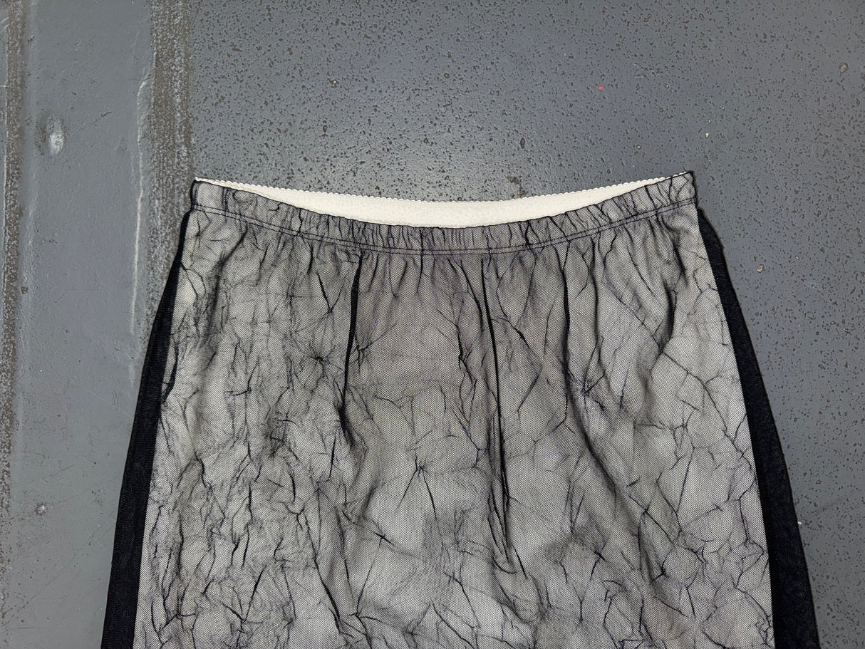 GUESS Black Mesh Crinkle Midi Skirt