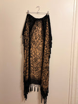 Black sheer fringe duster with silk blend