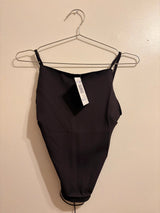 Upcycled dark grey backless top