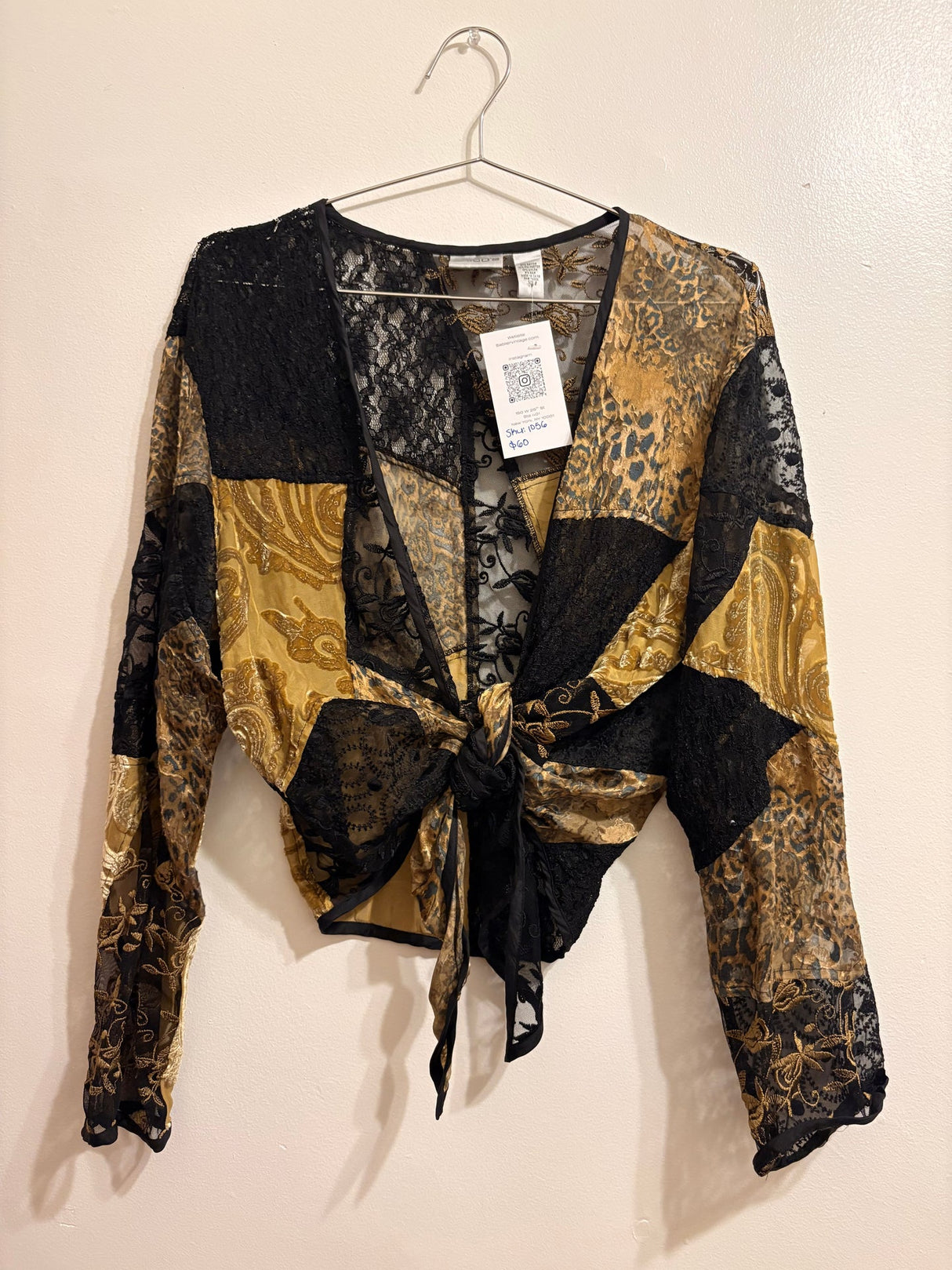 Patchwork tie blouse