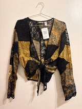 Patchwork tie blouse