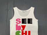 SEE BY CHLOE Multicolor Logo White Tank Top