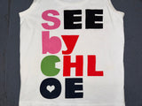 SEE BY CHLOE Multicolor Logo White Tank Top