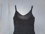 JACQUELINE DE YOUNG Black Knit Crochet Sequin Tank