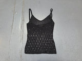 JACQUELINE DE YOUNG Black Knit Crochet Sequin Tank
