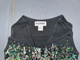 PASSPORT Black Metallic Knit and Sequin Sleeveless Top