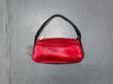 Red Pony Hair and Black Leather Shoulder Bag