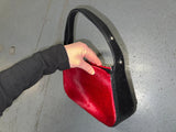 Red Pony Hair and Black Leather Shoulder Bag