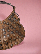 #72 YSL Mombasa Brown Leather with Wooden Studs