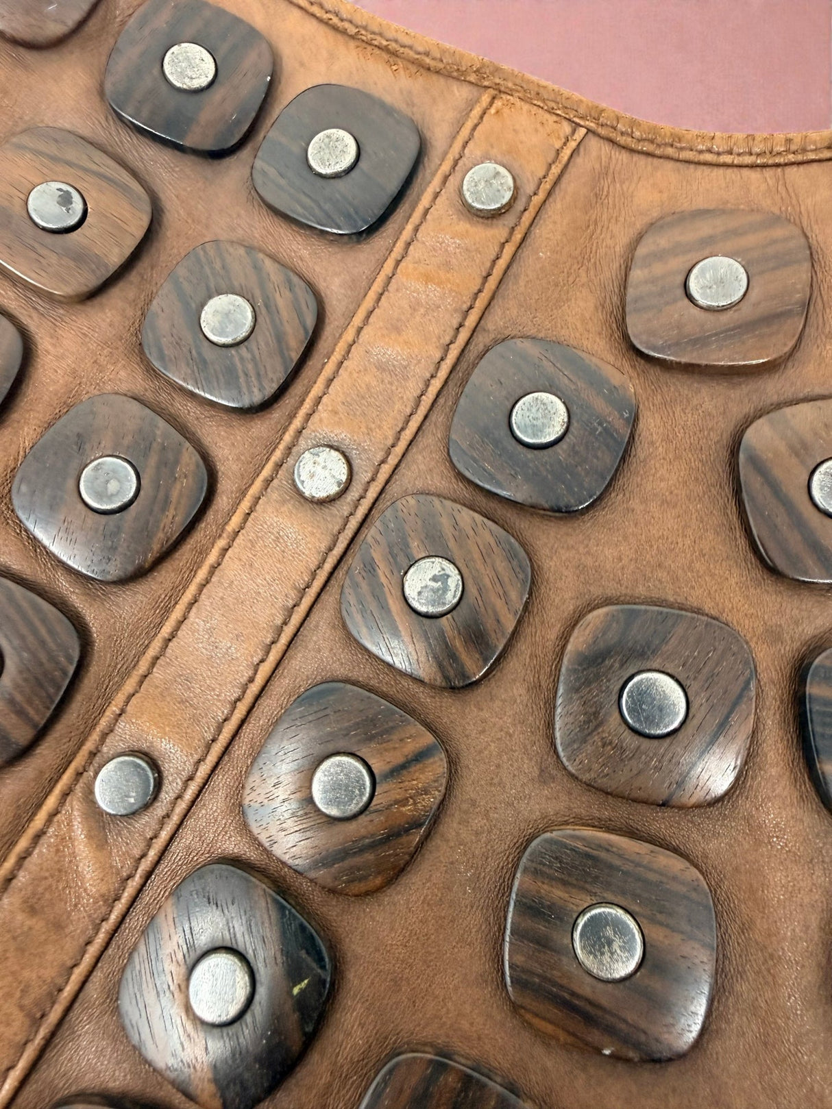 #72 YSL Mombasa Brown Leather with Wooden Studs
