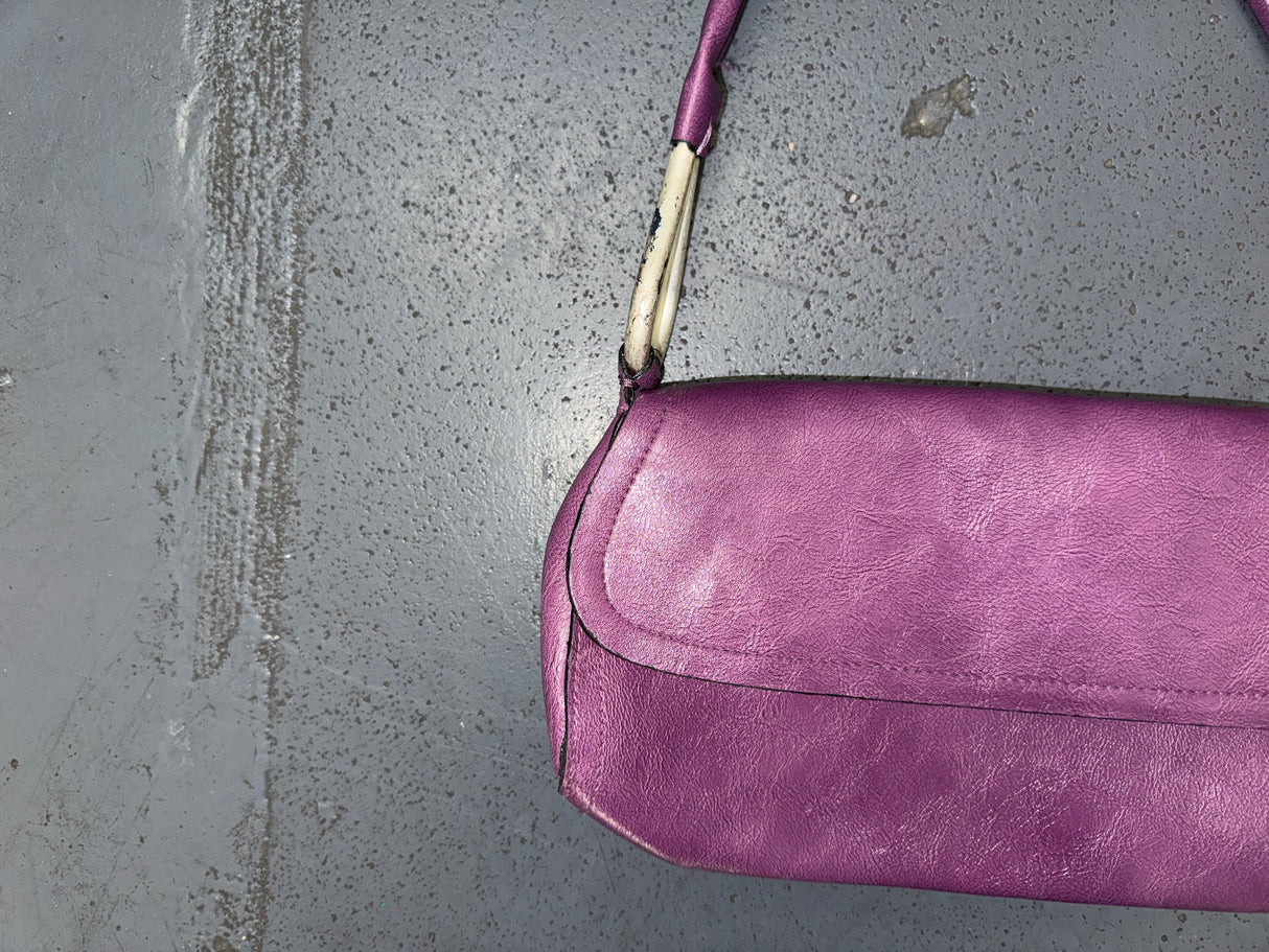 BUENO Purple Leather Shoulder Bag