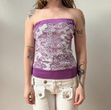 Italian Purple Sequined Mesh Tube Top