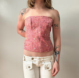 Italian Pink Tweed Sequined Corset