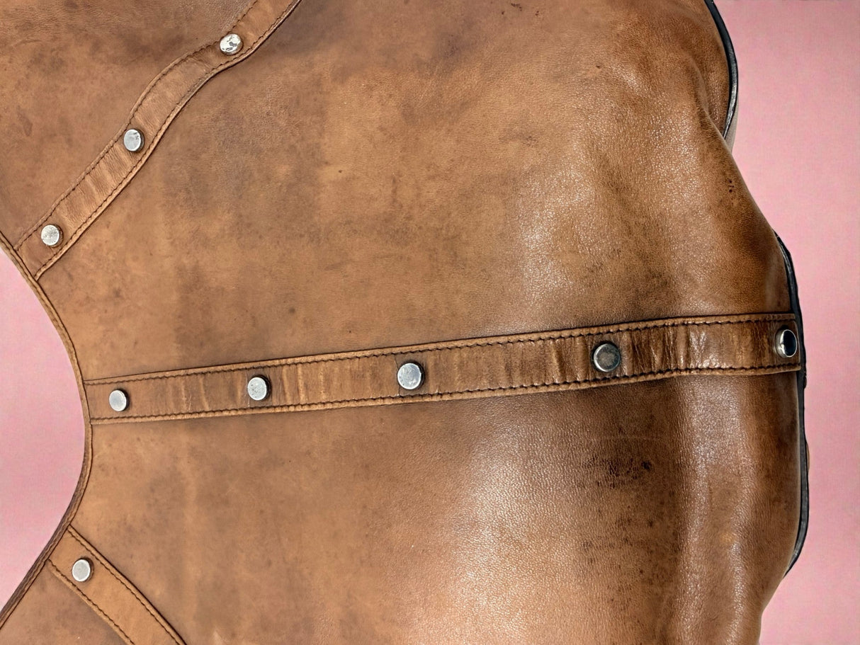 #72 YSL Mombasa Brown Leather with Wooden Studs